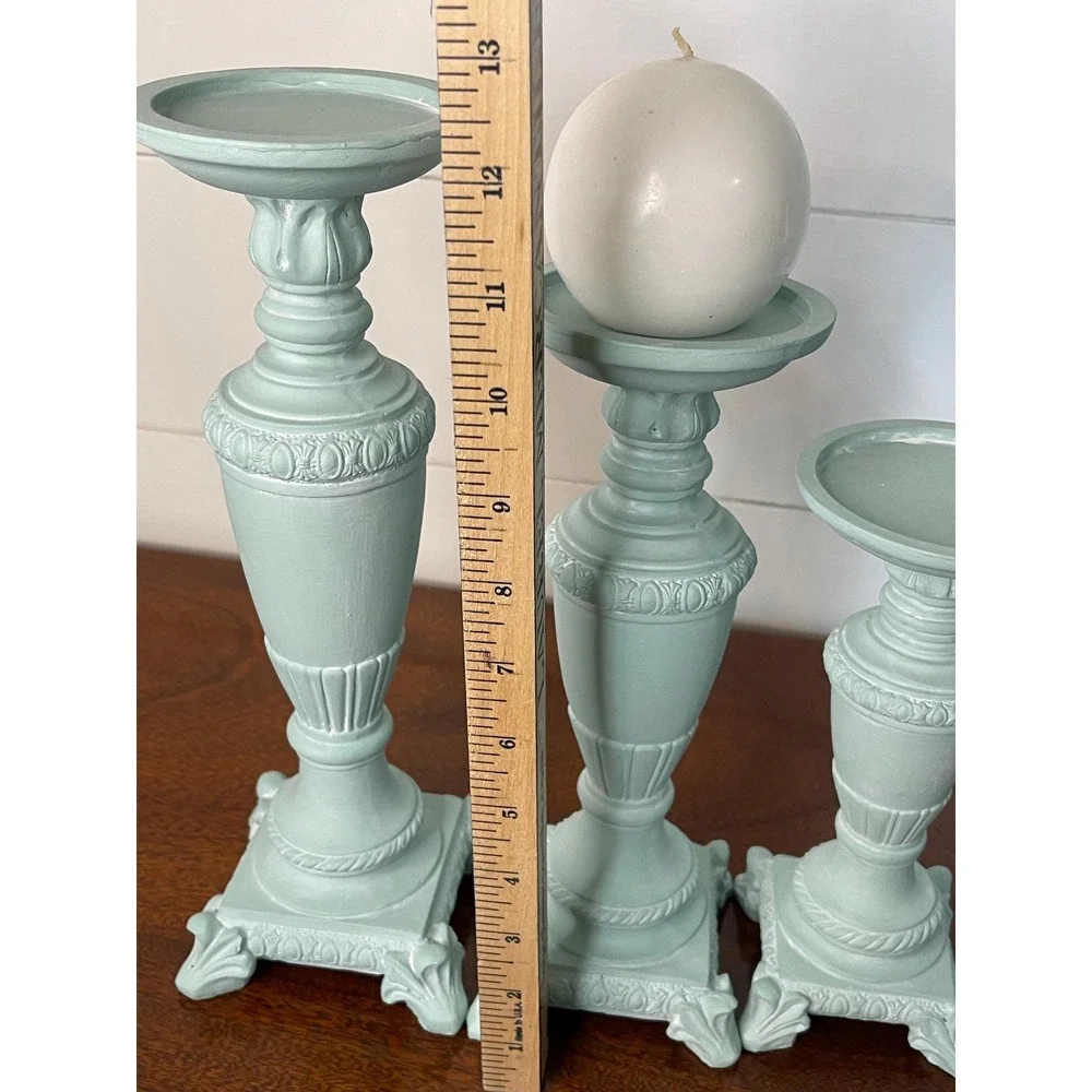 Set of 3 painted coastal ,cottage core, farmhouse, candle holders statement